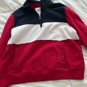 Hollister Red and Black Colorblock Pullover
